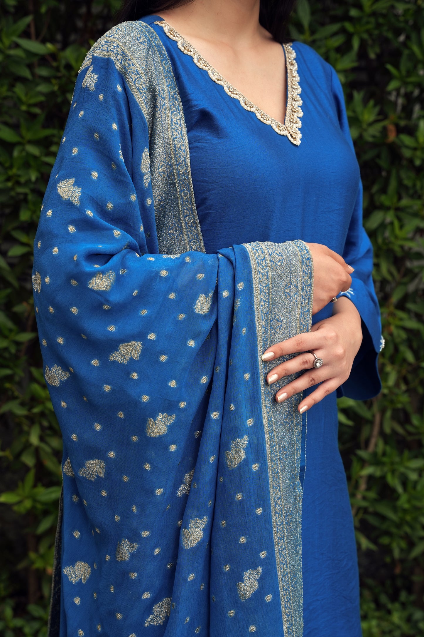 Blue Chanderi Suit