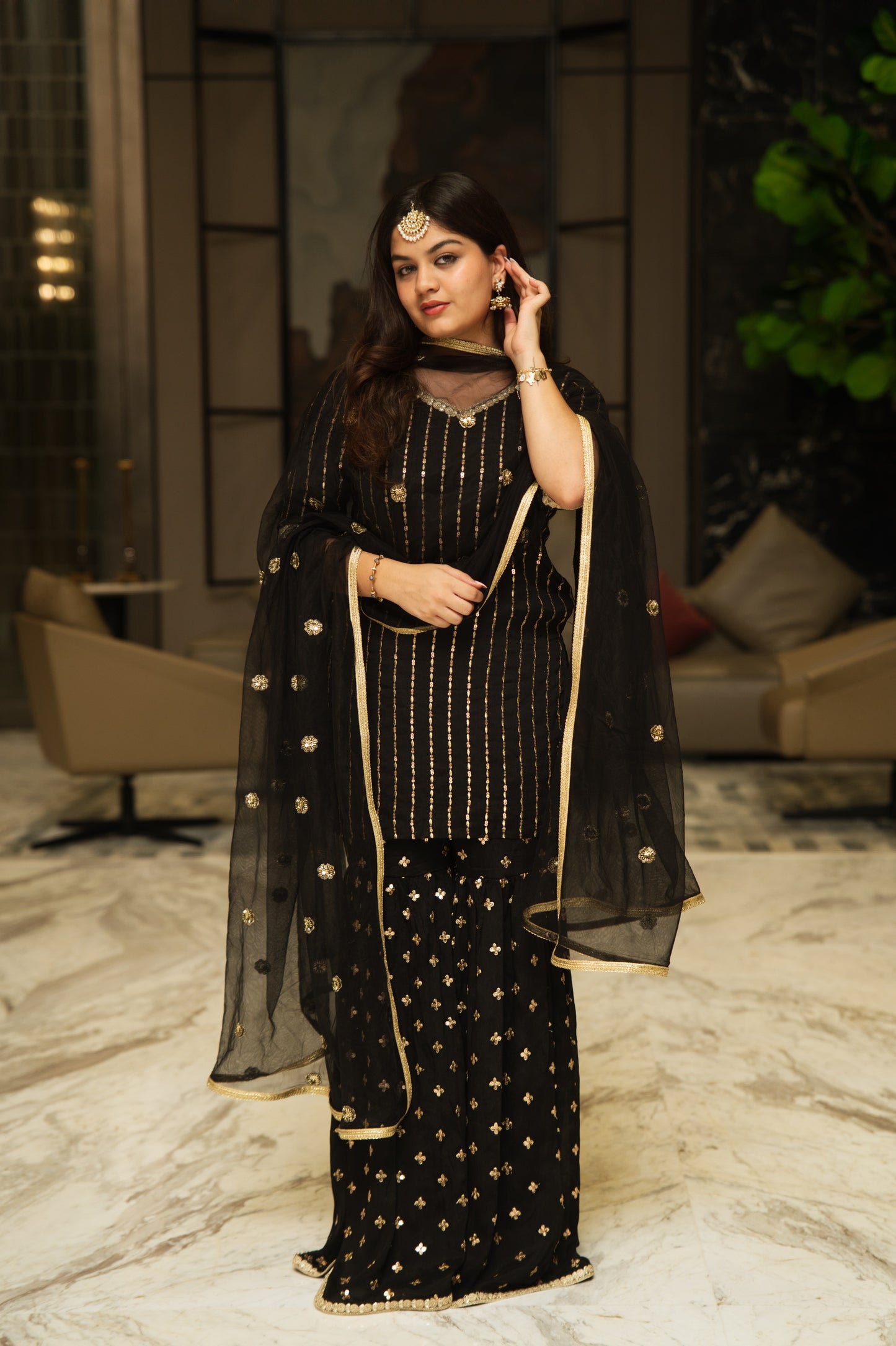 Black & Gold Gharara Suit
