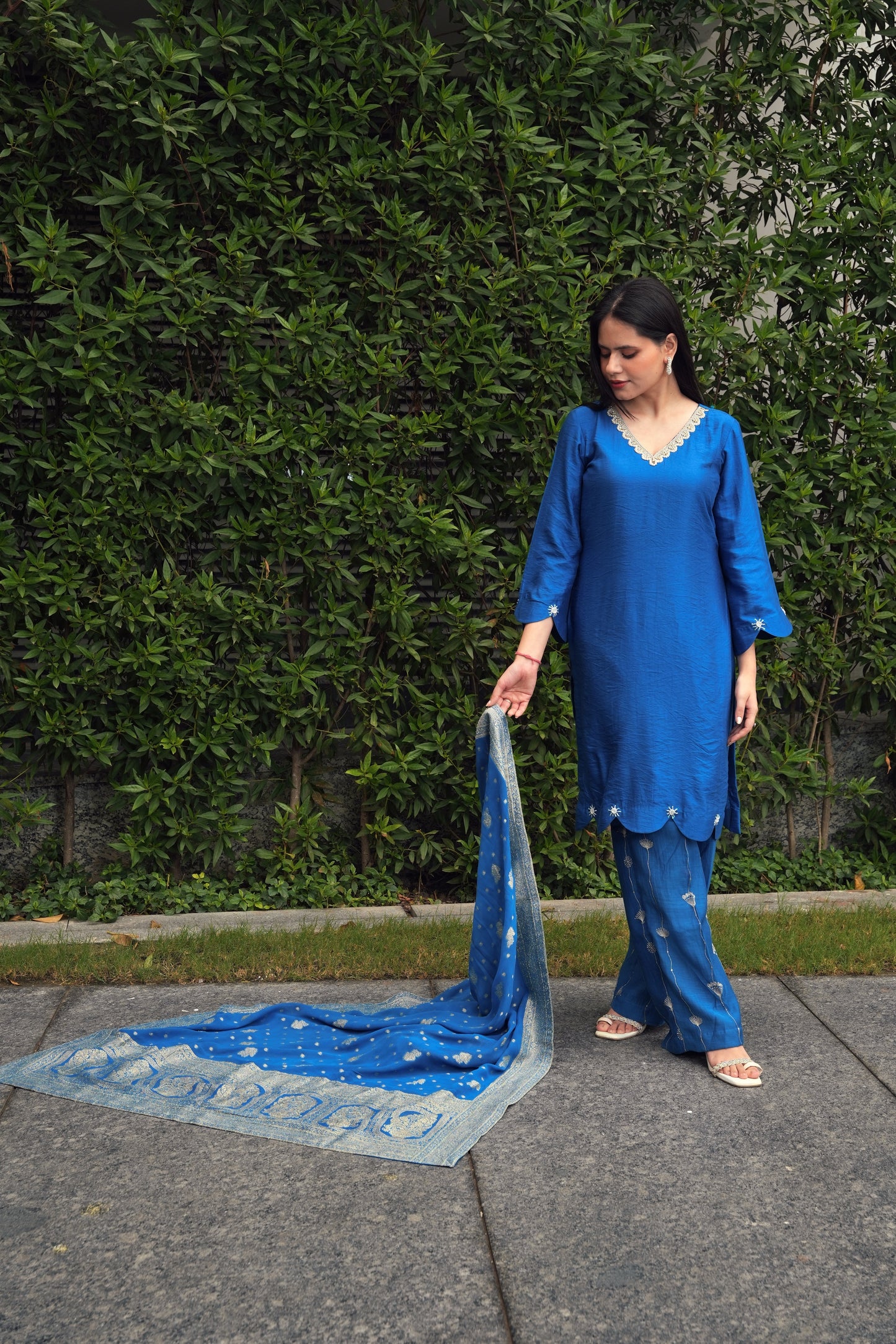 Blue Chanderi Suit