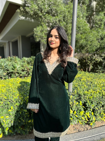Green Velvet Co-ord Set