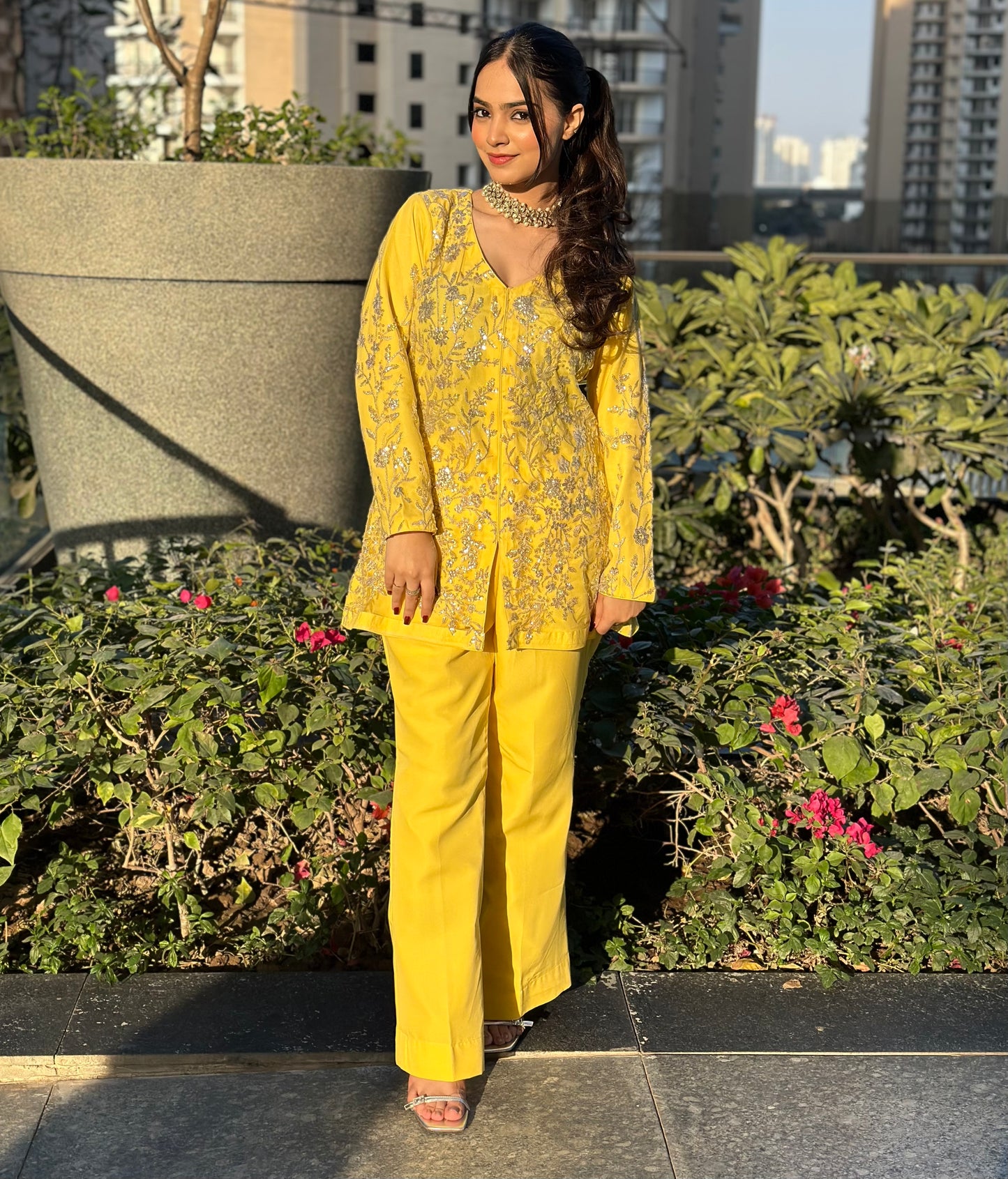 Yellow Embroidered Co-ord Set