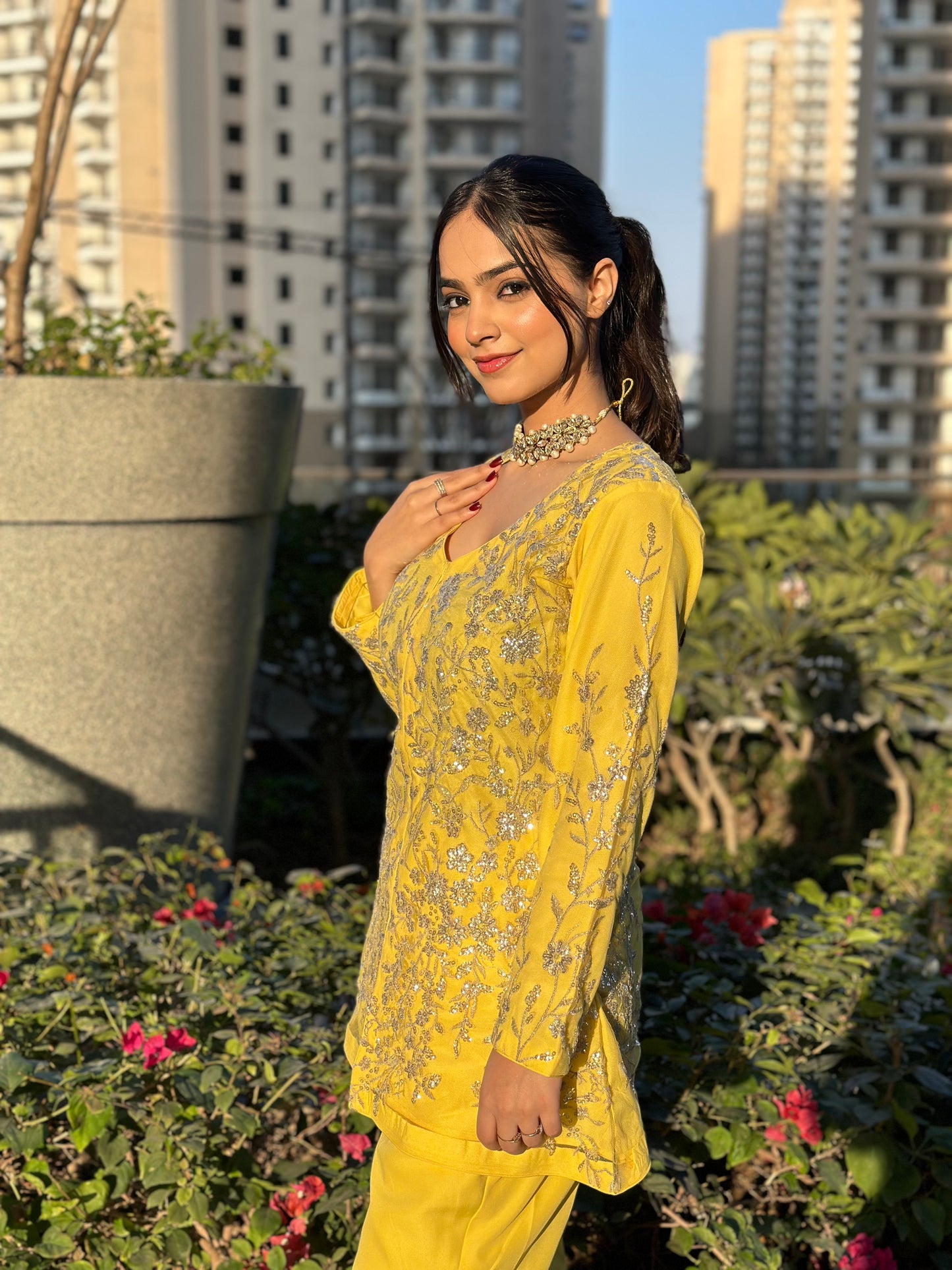 Yellow Embroidered Co-ord Set