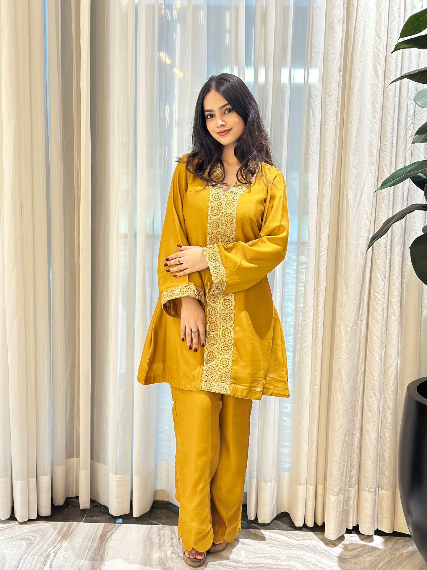 Mustard Linen Silk Coord Set