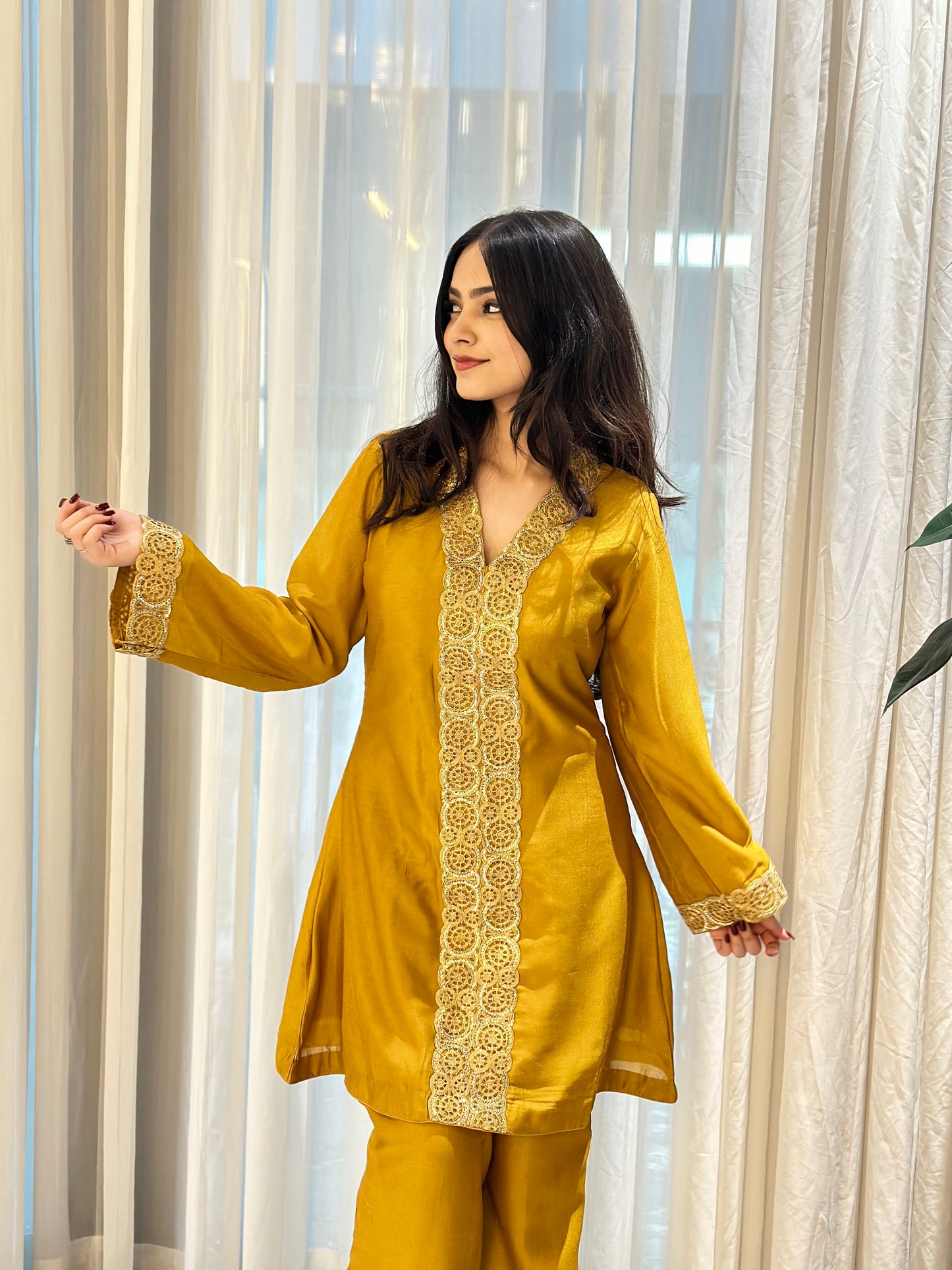 Mustard Linen Silk Coord Set