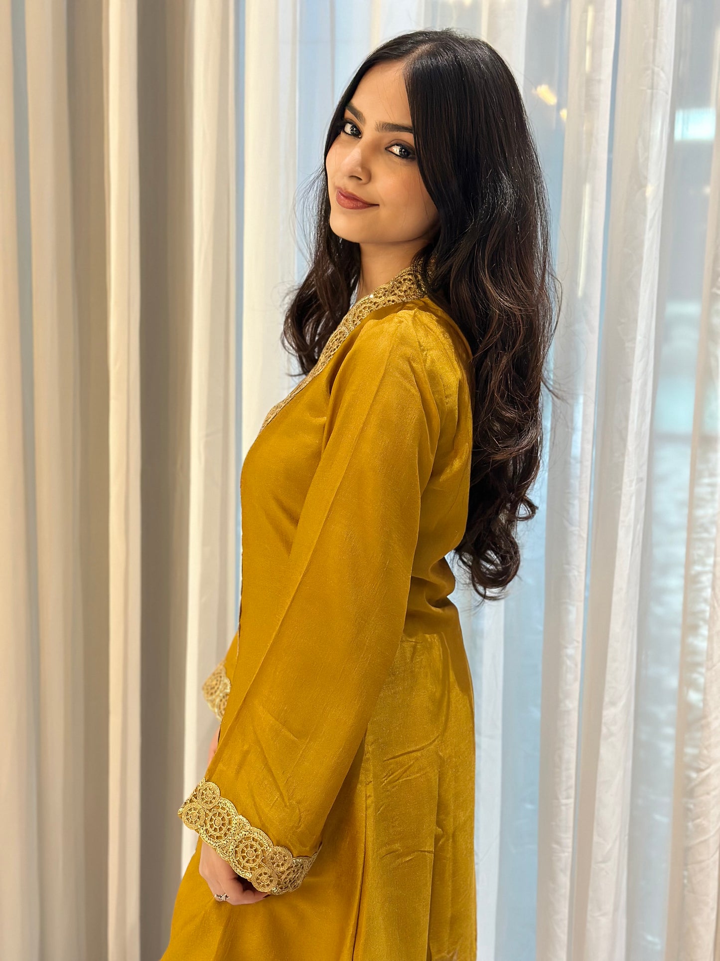 Mustard Linen Silk Coord Set