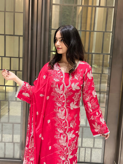 Floral Red Suit Set