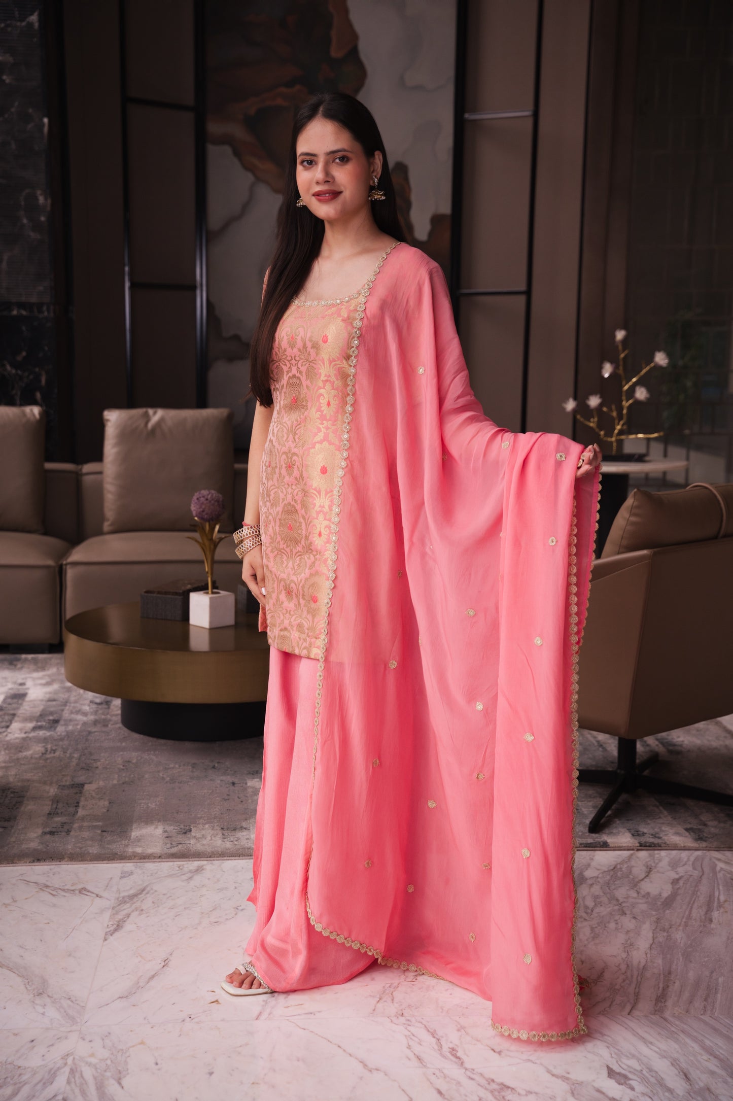 Subtle Pink Palazzo Suit