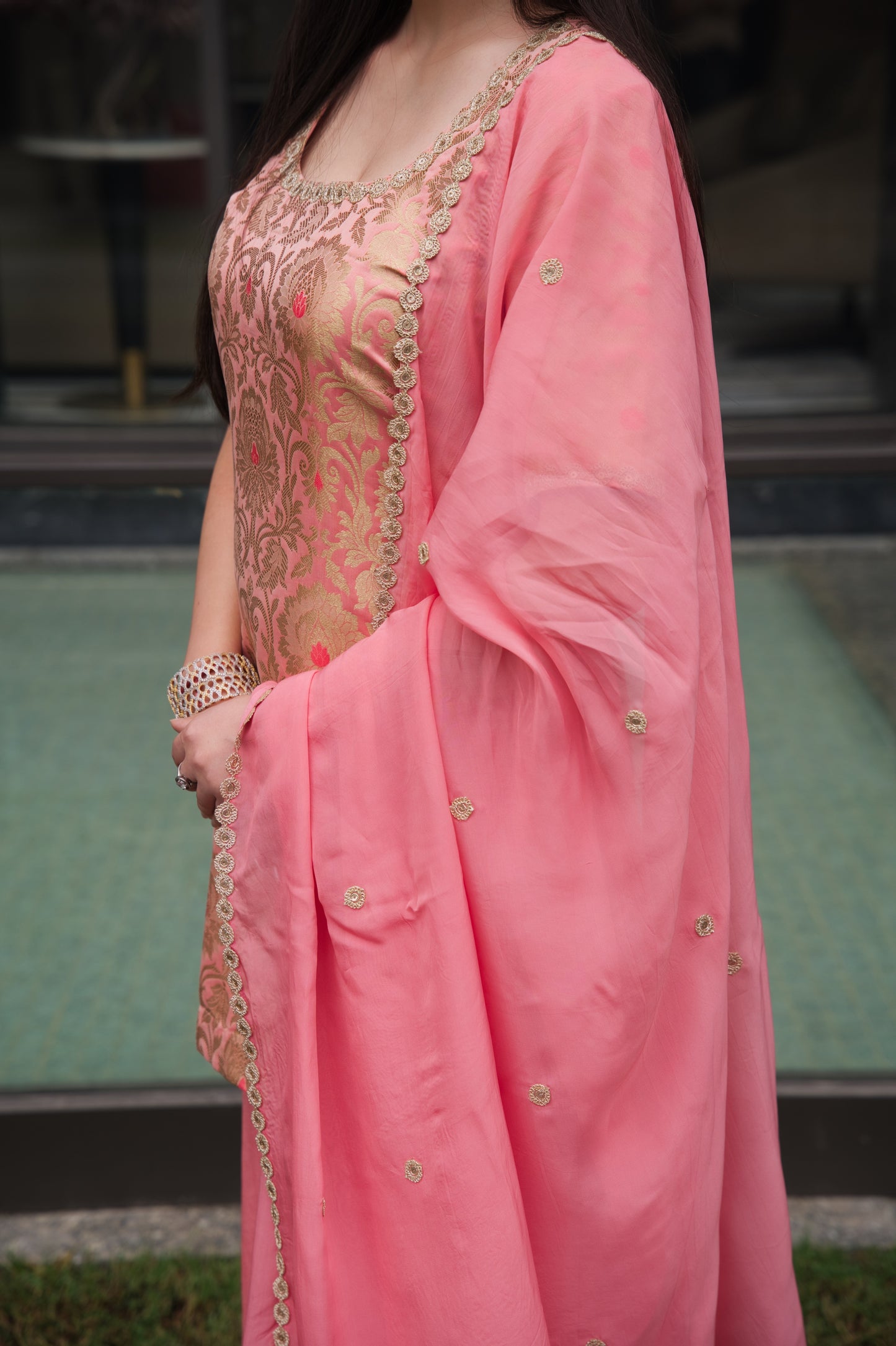 Subtle Pink Palazzo Suit