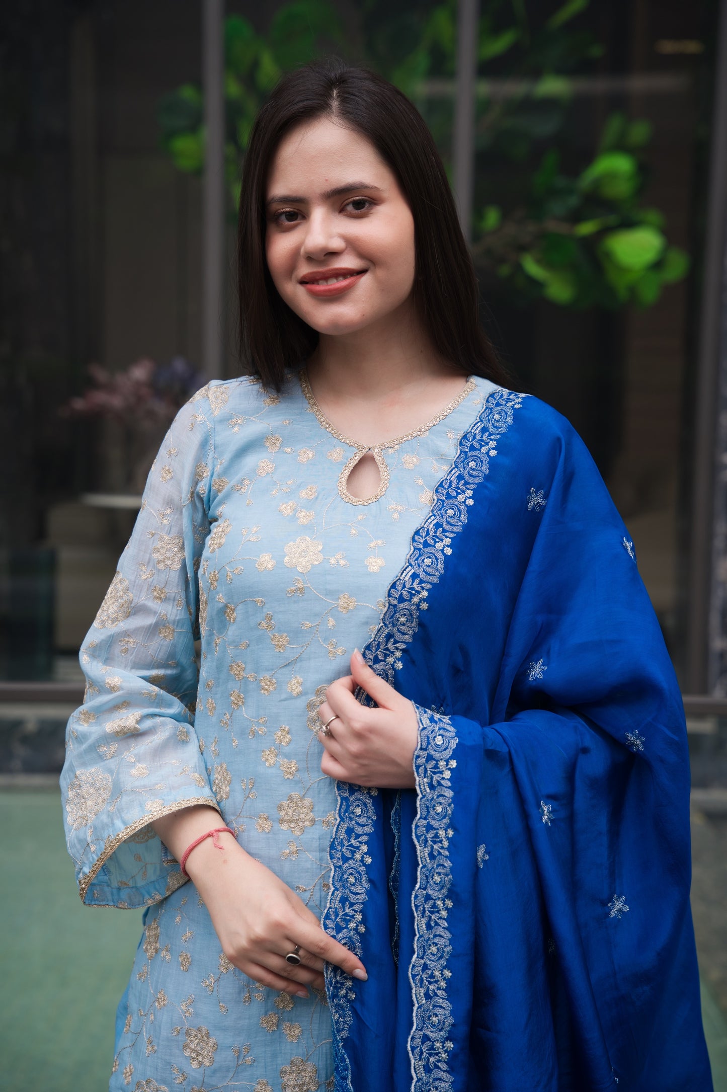 Monochromatic Blue Chanderi Suit