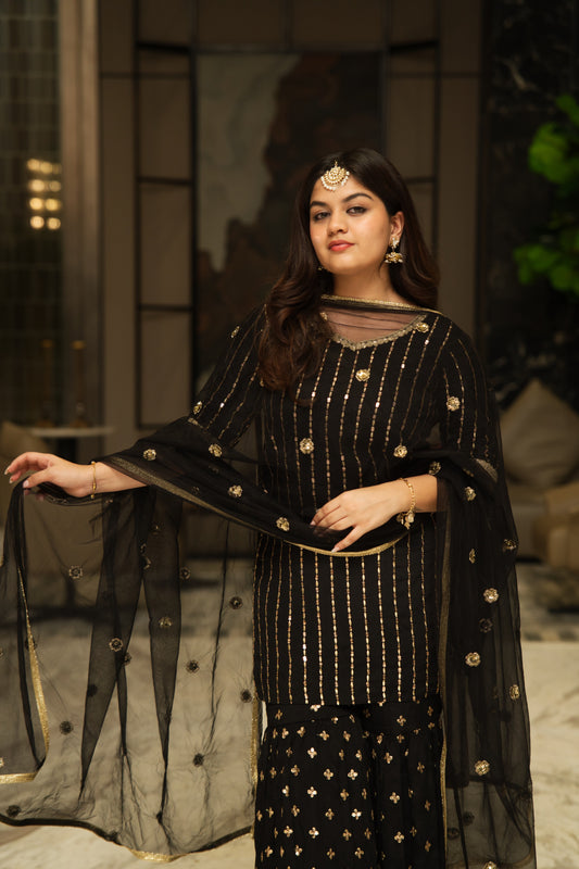 Black & Gold Gharara Suit